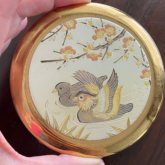 Vintage The Art of Chokin 24k Gold Edged Trinket Box Bird Copper Design Japan - Picture 3 of 9